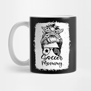 Soccer Mommy Vintage Leopard Messy Bun Bleached Mug